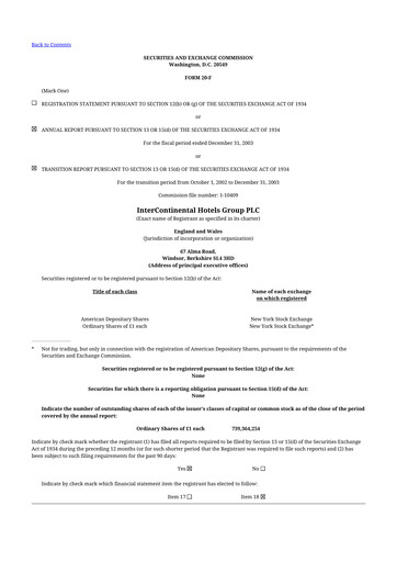 Thumbnail InterContinental Hotels Group
 20-F Annual Report 