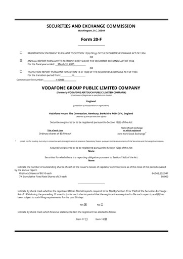 Thumbnail Vodafone 20-F Annual Report 