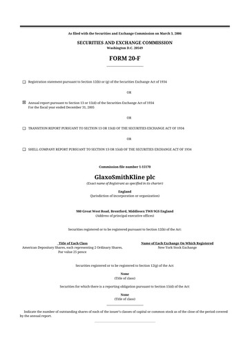 Miniature GSK plc 20-F Rapport annuel 
