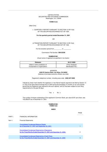 Vorschaubild Rambus 10-Q Quartalsbericht  