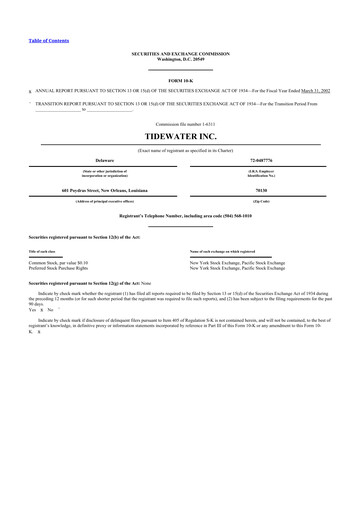 Miniature Tidewater 10-K Rapport annuel 