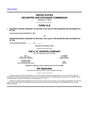 Thumbnail E. W. Scripps Company
 10-Q Quarterly Report FY 