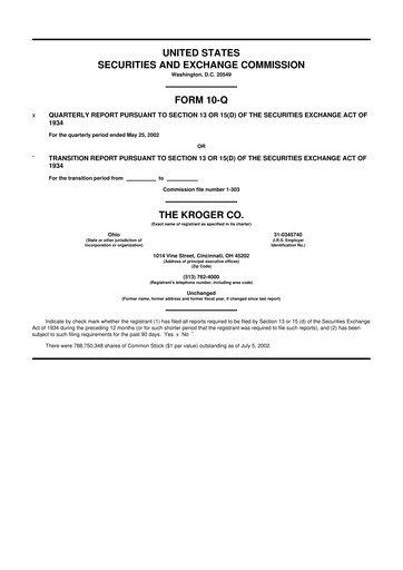 Miniature Kroger 10-Q Rapport trimestriel  