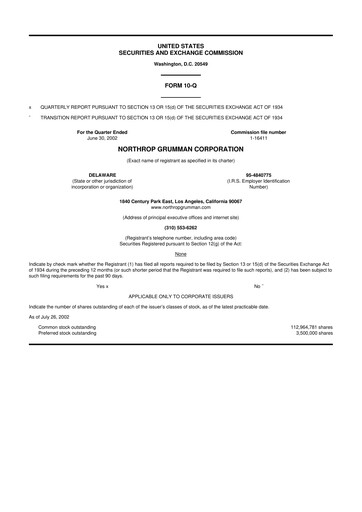 Vorschaubild Northrop Grumman 10-Q Quartalsbericht  