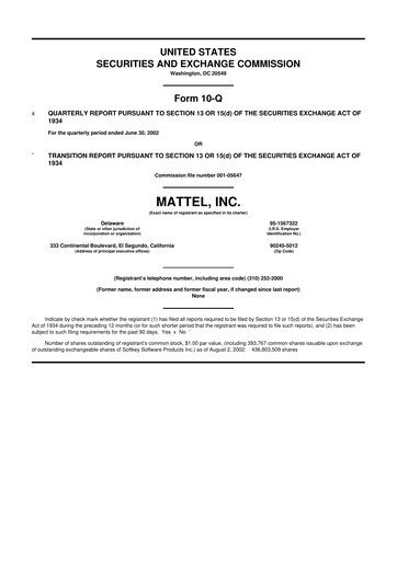 Thumbnail Mattel
 10-Q Quarterly Report FY 