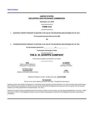 Thumbnail E. W. Scripps Company
 10-Q Quarterly Report FY 
