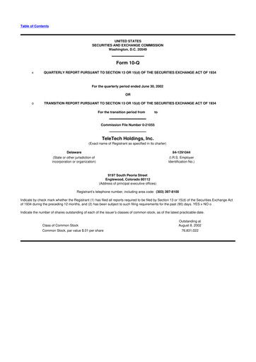 Thumbnail TTEC 10-Q Quarterly Report FY 