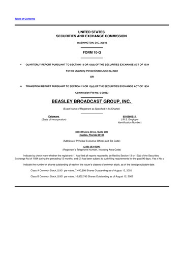 Thumbnail Beasley Broadcast Group
 10-Q Quarterly Report FY 