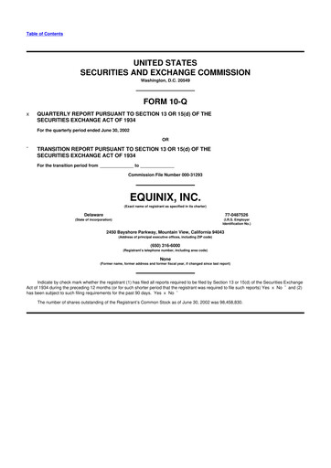 Thumbnail Equinix 10-Q Quarterly Report FY 