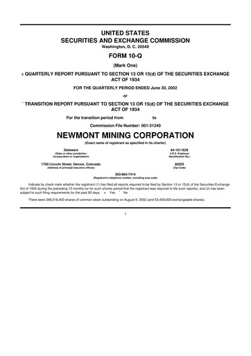 Thumbnail Newmont 10-Q Quarterly Report FY 