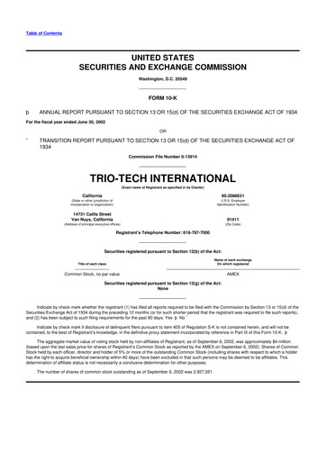 Thumbnail Trio-Tech International 10-K Annual Report 2002