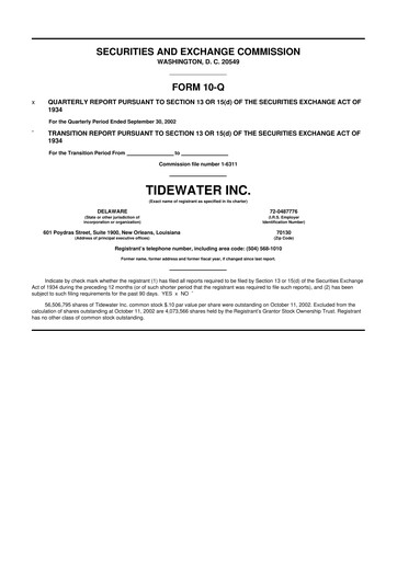 Thumbnail Tidewater 10-Q Quarterly Report FY 