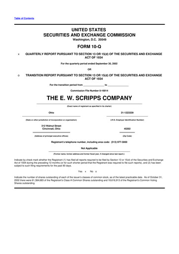 Thumbnail E. W. Scripps Company
 10-Q Quarterly Report FY 