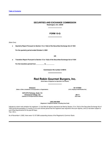 Thumbnail Red Robin
 10-Q Quarterly Report FY 