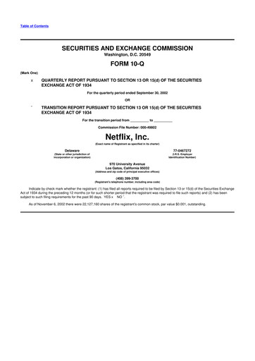 Miniature Netflix 10-Q Rapport trimestriel  
