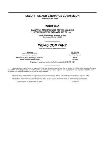 Thumbnail WD-40 Company
 10-Q Quarterly Report FY 