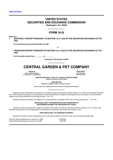 Miniature Central Garden & Pet 10-Q Rapport trimestriel  