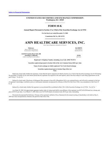 Thumbnail AMN Healthcare Services 10-K Annual Report 