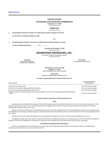 Thumbnail Highwoods Properties
 10-K Annual Report 