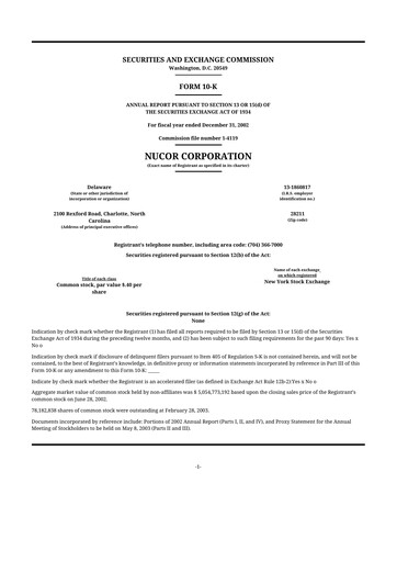 Thumbnail Nucor
 10-K Annual Report 