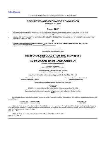 Vorschaubild Ericsson 20-F Jahresbericht 