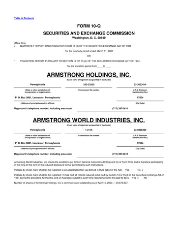 Vorschaubild Armstrong World Industries
 10-Q Quartalsbericht  