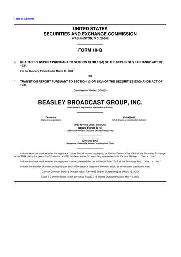 Thumbnail Beasley Broadcast Group
 10-Q Quarterly Report FY 