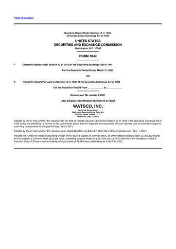 Thumbnail Watsco
 10-Q Quarterly Report FY 