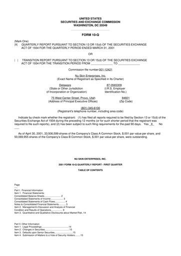 Thumbnail Nu Skin 10-Q Quarterly Report FY 