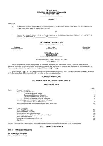 Thumbnail Nu Skin 10-Q Quarterly Report FY 