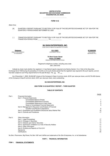 Thumbnail Nu Skin 10-Q Quarterly Report FY 