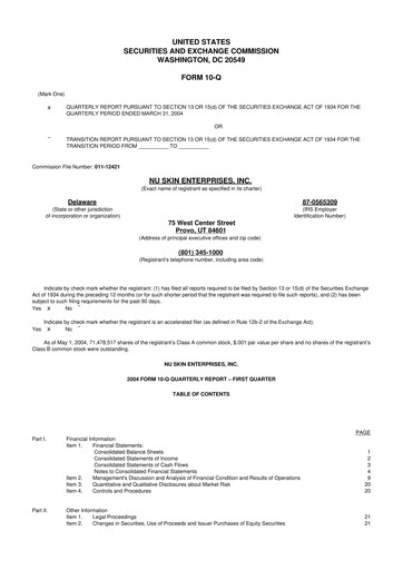 Thumbnail Nu Skin 10-Q Quarterly Report FY 