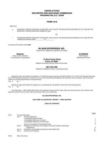 Thumbnail Nu Skin 10-Q Quarterly Report FY 