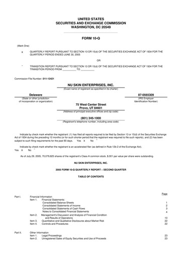Thumbnail Nu Skin 10-Q Quarterly Report FY 