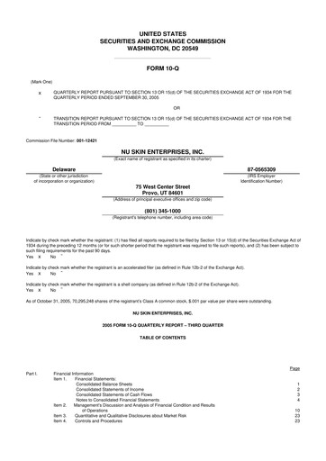 Thumbnail Nu Skin 10-Q Quarterly Report FY 