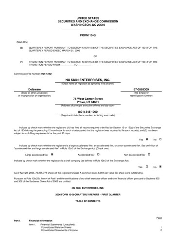 Thumbnail Nu Skin 10-Q Quarterly Report FY 