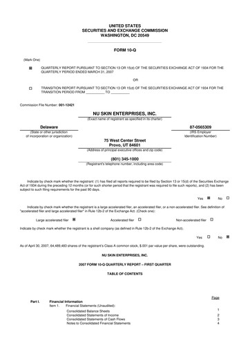 Thumbnail Nu Skin 10-Q Quarterly Report FY 