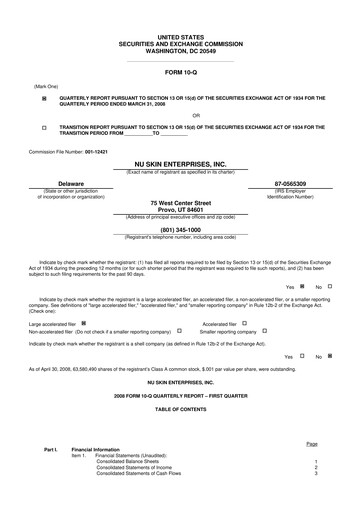 Thumbnail Nu Skin 10-Q Quarterly Report FY 