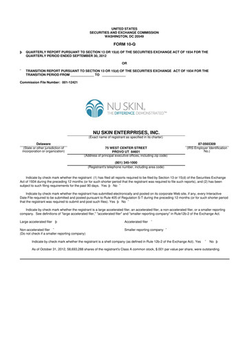 Thumbnail Nu Skin 10-Q Quarterly Report FY2012 