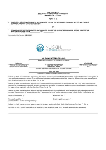Thumbnail Nu Skin 10-Q Quarterly Report FY2013 