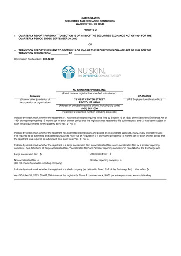 Thumbnail Nu Skin 10-Q Quarterly Report FY2013 