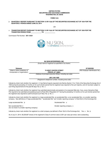 Thumbnail Nu Skin 10-Q Quarterly Report FY2014 
