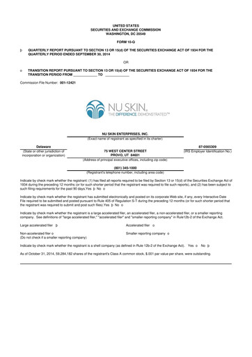 Thumbnail Nu Skin 10-Q Quarterly Report FY2014 