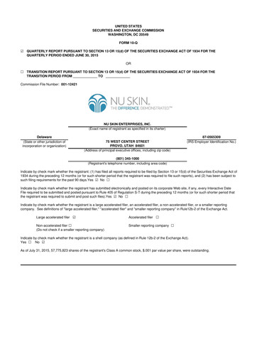 Thumbnail Nu Skin 10-Q Quarterly Report FY2015 