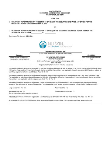 Thumbnail Nu Skin 10-Q Quarterly Report FY2015 