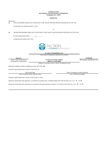 Thumbnail Nu Skin 10-K Annual Report 2015