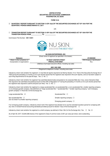 Thumbnail Nu Skin 10-Q Quarterly Report FY2017 