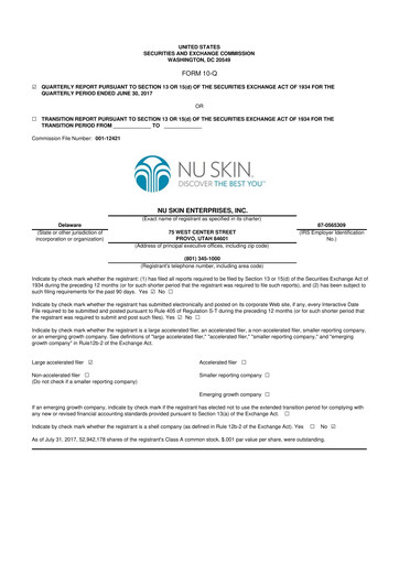 Thumbnail Nu Skin 10-Q Quarterly Report FY2017 