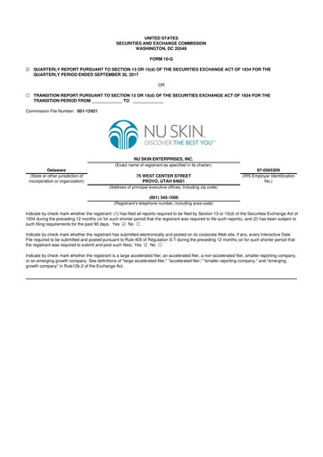 Thumbnail Nu Skin 10-Q Quarterly Report FY2017 