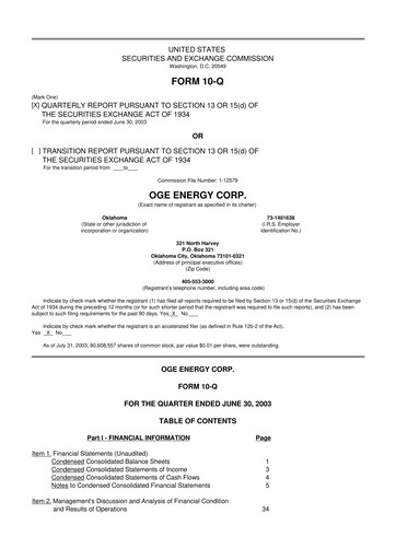 Vorschaubild OGE Energy
 10-Q Quartalsbericht  